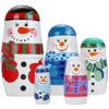 Mornajina 5pcs Handmade Wooden Russian Nesting Dolls, Snowmen Nesting Dolls, Matryoshka Dolls Christmas Birthday Gift view 1