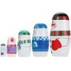 Mornajina 5pcs Handmade Wooden Russian Nesting Dolls, Snowmen Nesting Dolls, Matryoshka Dolls Christmas Birthday Gift view 2
