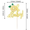 1 PCS Lemon Oh Baby Cake Topper Assembled Glitter Fruit Theme Oh Baby Lemonade Party Cake Pick for Lemon Theme Baby Shower Kids Boys Girls Birthday Party Cake Decorations Supplies Gold view 2