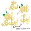 1 PCS Lemon Oh Baby Cake Topper Assembled Glitter Fruit Theme Oh Baby Lemonade Party Cake Pick for Lemon Theme Baby Shower Kids Boys Girls Birthday Party Cake Decorations Supplies Gold view 3