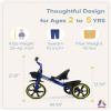 KRIDDO Kids Tricycles Age 24 Month to 4 Years, Toddler Kids Trike for 2.5 to 5 Year Old, Gift Toddler Tricycles for 2-4 Year Olds, Trikes for Toddlers, Blue view 3