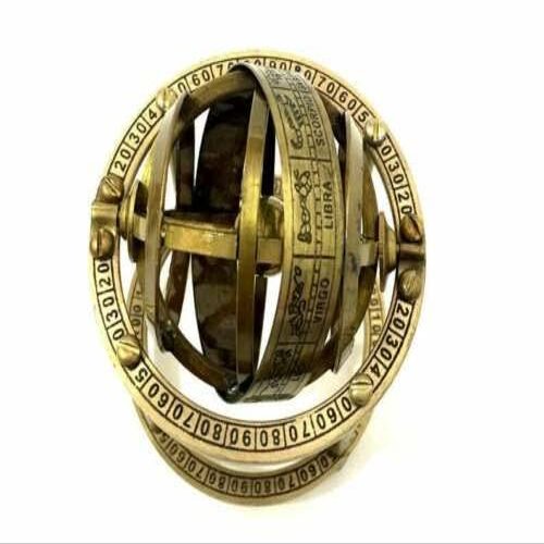 Vintage World Antique Brass Armillary Sphere Astrolabe Maritime Collectible Nautical Globe
