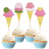24 PCS Ice Cream Cupcake Toppers Assembled Glitter Paper Ice Cream Luau Cupcake Picks for Summer Hawaii Theme Baby Shower Wedding Birthday Anniversary Retro Party Cake Decorations Supplies view 1