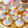 24 PCS Ice Cream Cupcake Toppers Assembled Glitter Paper Ice Cream Luau Cupcake Picks for Summer Hawaii Theme Baby Shower Wedding Birthday Anniversary Retro Party Cake Decorations Supplies view 3