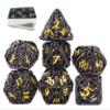 Metal DND Dice Set Skull Dungeons and Dragon Dice Set Hollow Polyhedral Magic 7 PCS Dice Set with Gift Metal Box for Dungeons and Dragons Table Games Play Cards MTG(Skull_Black Plus Gold) view 1