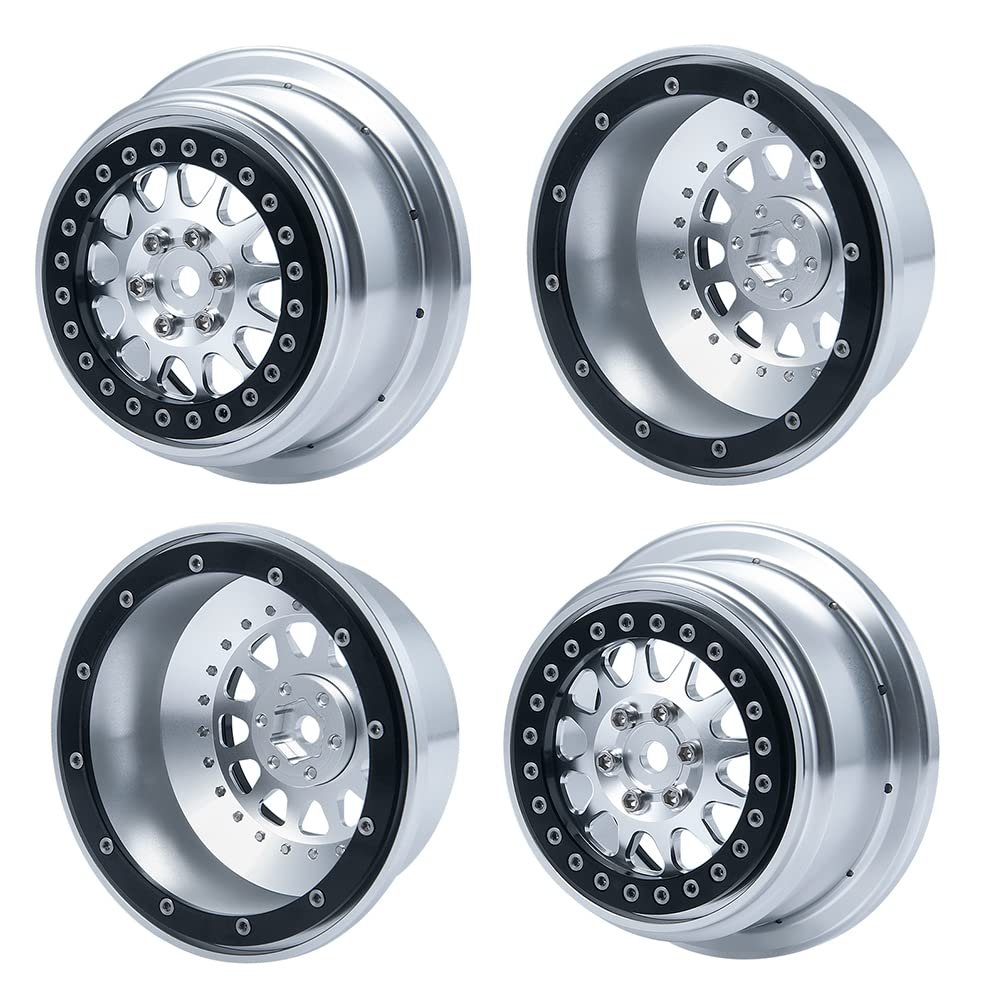 RC-Hub 4Pcs Aluminum Alloy Beadlock Wheels Rims for 1/10 Baja Rey RC Crawler Buggy Truck Car
