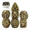 Metal DND Dice Set Skull Dungeons and Dragon Dice Set Hollow Polyhedral Magic 7 PCS Dice Set with Gift Metal Box for Dungeons and Dragons Table Games Play Cards MTG(Skull_Ancient Bronze) view 1