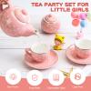 CHENP.HMC Tea Party Set for Little Girls, 13 Piece Sets Kids Tin Tea Party with Cups, Saucers, Plates & Serving Trays, Girls Birthday Gift (Pastel Polka Dots) view 2