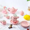 CHENP.HMC Tea Party Set for Little Girls, 13 Piece Sets Kids Tin Tea Party with Cups, Saucers, Plates & Serving Trays, Girls Birthday Gift (Pastel Polka Dots) view 3