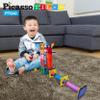 PicassoTiles Marble Run Magnetic Race Track + 80pc Race Car Track, 40pcs Magnetic Tile Toy Play Set STEM Building & Learning Magnet Construction Brain Development Kit, DIY Playset 2 LED Race Cars view 2