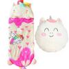 Nalexmi Sleeping Bag with Pillow, Sleeping Bag for Kids, Daycare, Kids Sleeping Mats, Slumber Bag, All Season, Girls, Pink, Size 63''*24'' (Heart Rainbow Uni) view 1