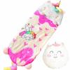 Nalexmi Sleeping Bag with Pillow, Sleeping Bag for Kids, Daycare, Kids Sleeping Mats, Slumber Bag, All Season, Girls, Pink, Size 63''*24'' (Heart Rainbow Uni) view 2