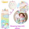 Nalexmi Sleeping Bag with Pillow, Nap Mats for Kids, Sleeping Bag for Kids, Slumber Bag, Animal Sleeping Bags, Unicorn with Pillow, Happy view 2