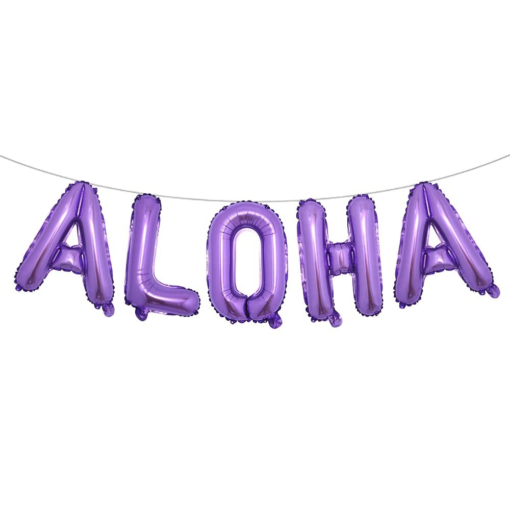 16 inch Tropical Hawaii Party Decorations Balloons Banner Aloha Foil Balloon Wedding Birthday Party Supplies (Aloha Purple)