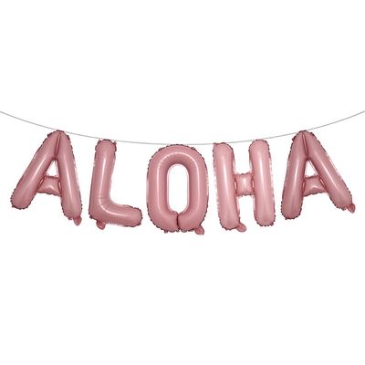16 inch Tropical Hawaii Party Decorations Balloons Banner Aloha Foil Balloon Wedding Birthday Party Supplies (Aloha Pink)