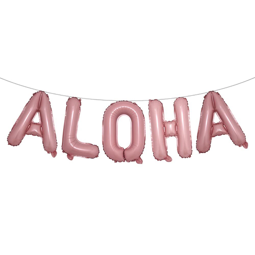 16 inch Tropical Hawaii Party Decorations Balloons Banner Aloha Foil Balloon Wedding Birthday Party Supplies (Aloha Pink)