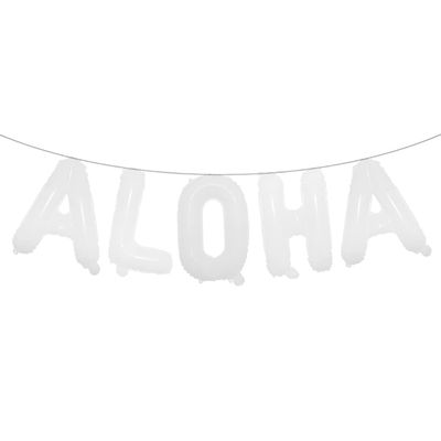 16 inch Tropical Hawaii Party Decorations Balloons Banner Aloha Foil Balloon Wedding Birthday Party Supplies (Aloha White)