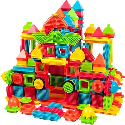 PicassoTiles Marble Run Magnetic Race Track + 240pcs Bristle Blocks, 40pcs Magnet Construction Brain Development Kit, Bristle Shape 3D STEM Building Blocks Tiles Set Construction Stacking Learning Toy