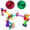 PicassoTiles Marble Run Magnetic Race Track + 240pcs Bristle Blocks, 40pcs Magnet Construction Brain Development Kit, Bristle Shape 3D STEM Building Blocks Tiles Set Construction Stacking Learning Toy view 3