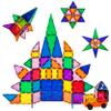 PicassoTiles Magnetic Brick Tiles 63pc + 80pc Diamond Tile + 2pc Car, 2 Character Figures 9 Tile Styles STEM, Diamond Magnet Tile Blocks with Car Truck, Vehicle with Re-Enforced Hitch and Long Bed view 1