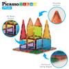 PicassoTiles Magnetic Brick Tiles 63pc + 80pc Diamond Tile + 2pc Car, 2 Character Figures 9 Tile Styles STEM, Diamond Magnet Tile Blocks with Car Truck, Vehicle with Re-Enforced Hitch and Long Bed view 4