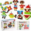 PicassoTiles 12pc Magnetic Brick Tiles + 108pcs Magnetic Puzzle Cubes, All-in-one Socket Spikes Toys Accessory Kit Stacking Set, Magnet Construction Building Block Set, Free Ideabook with 50 Ideas view 1