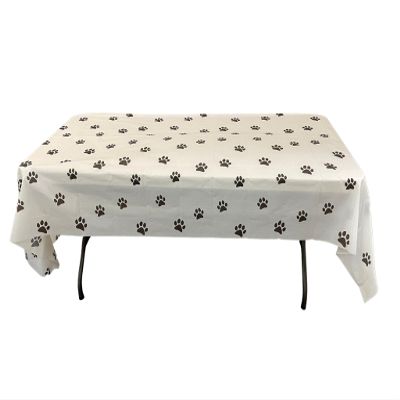 bark and lindy Paw Print Tablecloth Large Rectangle Pet-Themed Plastic Table Cover Dog Birthday Party Supplies & Decorations Waterproof, Disposable Puppy Table Cloth (108"x54") (12)