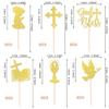 24 PCS Girl God Bless and Baptism Cupcake Toppers Glitter Dove Chalice Bible Cross Cupcake Picks First Communion Christian Baptism Theme Baby Shower Girls Birthday Party Cake Decorations Gold view 2