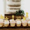 24 PCS Girl God Bless and Baptism Cupcake Toppers Glitter Dove Chalice Bible Cross Cupcake Picks First Communion Christian Baptism Theme Baby Shower Girls Birthday Party Cake Decorations Gold view 3