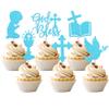 24 PCS Boy God Bless Cupcake Toppers Glitter Dove Chalice Bible Cross Cupcake Picks First Communion Christian Baptism Theme Baby Shower Boys Birthday Party Cake Decorations Supplies Blue view 1