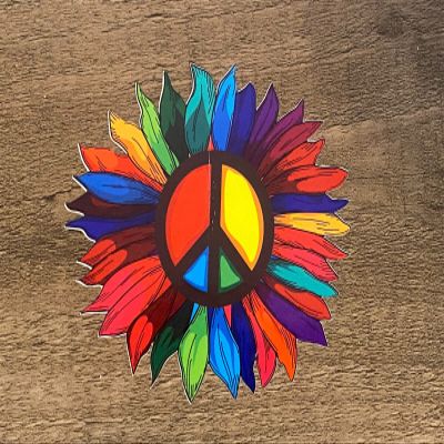 4 Rainbow Peace Flower Sticker Colorful Hippie Boho Vibrant Craft DIY SuFor NFLower