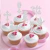 24 PCS Girl God Bless and Baptism Cupcake Toppers Glitter Dove Cross Cupcake Picks First Communion Cake Decorations for Christian Baptism Theme Baby Shower Girls Birthday Party Supplies Silver view 3