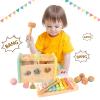 Hammering Pounding Toys Wooden Educational Toy Xylophone Shape Sorter, Birthday Gift for 3 Years Boys Girls Baby Toddler Kids Developmental Montessori Learning Toy (Yellow) view 4