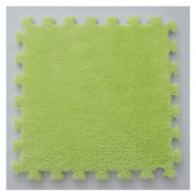 30 PCS Interlocking Foam Mats,Fluffy Carpet Tiles Plush Area Rug,12"X12" Interlocking Puzzle Floor Mat with Border,Soft Crawling Playmat Floor Tiles,Bedroom EVA Foam Mat,Light Green