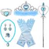 Princess Dress Up Accessories Princess Gloves, BIBUTY 7pcs Dress Up Set for Toddler Girls with Princess Crown, Wand, Gloves, Necklace, Earrings, Bracelet and Ring, Costume Toys for 3-6 yr Little Girls view 1