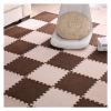 30 PCS Interlocking Foam Mats,Fluffy Carpet Tiles Plush Area Rug,12"X12" Interlocking Puzzle Floor Mat with Border,Soft Crawling Playmat Floor Tiles,Bedroom EVA Foam Mat,Coffee+Camel view 1