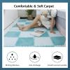 30 PCS Interlocking Foam Mats,Fluffy Carpet Tiles Plush Area Rug,12"X12" Interlocking Puzzle Floor Mat with Border,Soft Crawling Playmat Floor Tiles,Bedroom EVA Foam Mat,Coffee+Camel view 2