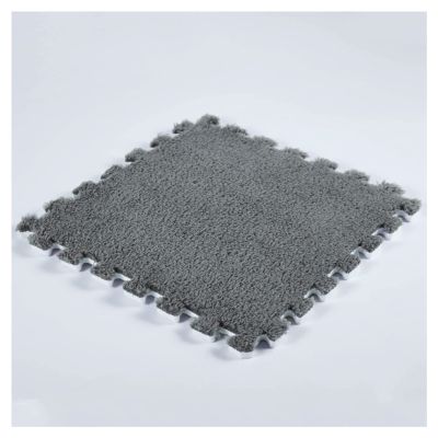 30 PCS Interlocking Foam Mats,Fluffy Carpet Tiles Plush Area Rug,12"X12" Interlocking Puzzle Floor Mat with Border,Soft Crawling Playmat Floor Tiles,Bedroom EVA Foam Mat,Grey
