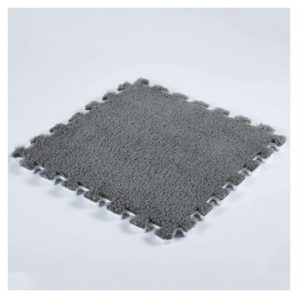 30 PCS Interlocking Foam Mats,Fluffy Carpet Tiles Plush Area Rug,12"X12" Interlocking Puzzle Floor Mat with Border,Soft Crawling Playmat Floor Tiles,Bedroom EVA Foam Mat,Grey