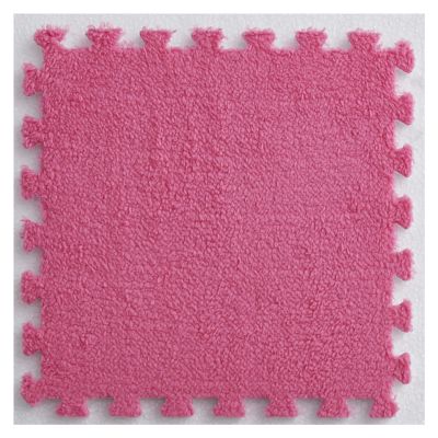 30 PCS Interlocking Foam Mats,Fluffy Carpet Tiles Plush Area Rug,12"X12" Interlocking Puzzle Floor Mat with Border,Soft Crawling Playmat Floor Tiles,Bedroom EVA Foam Mat,Rose red