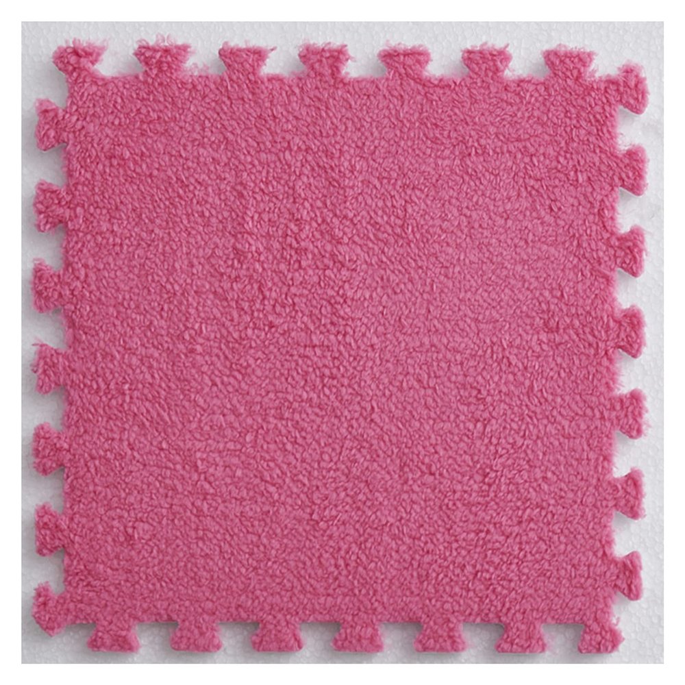 30 PCS Interlocking Foam Mats,Fluffy Carpet Tiles Plush Area Rug,12"X12" Interlocking Puzzle Floor Mat with Border,Soft Crawling Playmat Floor Tiles,Bedroom EVA Foam Mat,Rose red