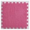 30 PCS Interlocking Foam Mats,Fluffy Carpet Tiles Plush Area Rug,12"X12" Interlocking Puzzle Floor Mat with Border,Soft Crawling Playmat Floor Tiles,Bedroom EVA Foam Mat,Rose red view 1