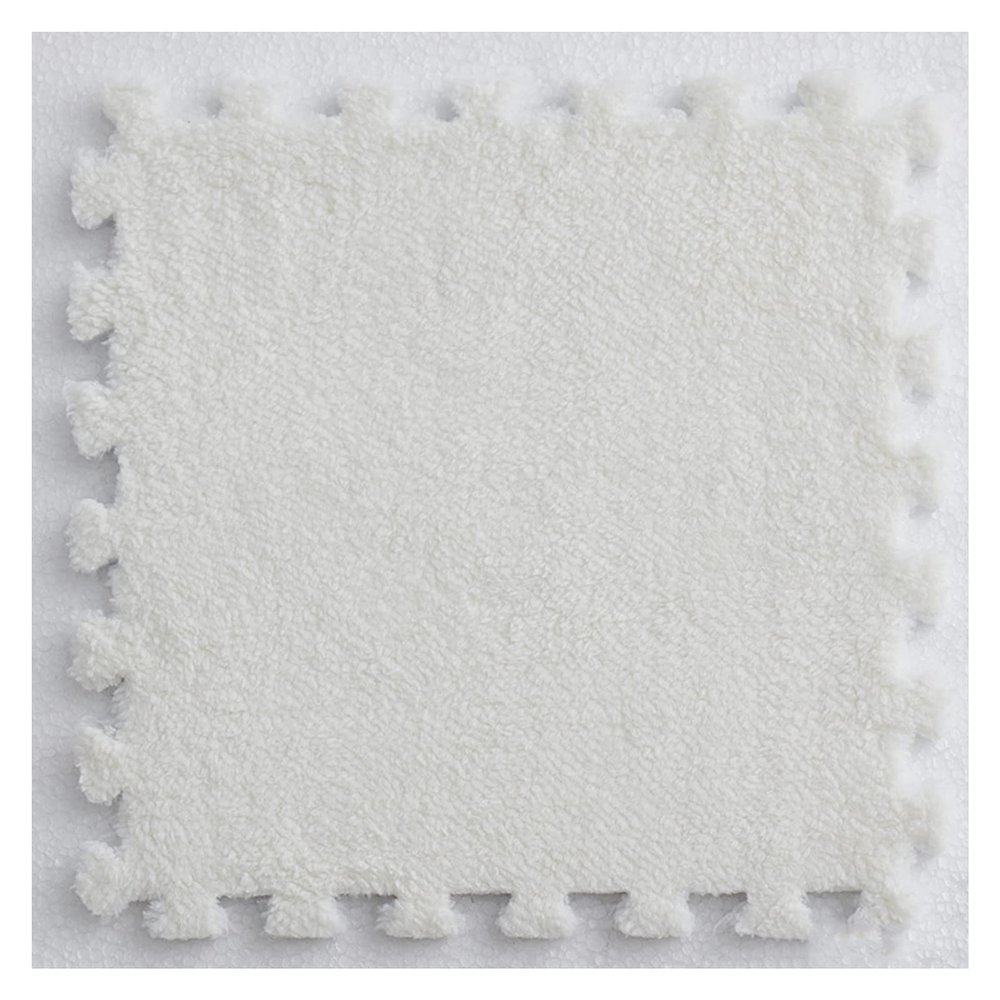 30 PCS Interlocking Foam Mats,Fluffy Carpet Tiles Plush Area Rug,12"X12" Interlocking Puzzle Floor Mat with Border,Soft Crawling Playmat Floor Tiles,Bedroom EVA Foam Mat,White