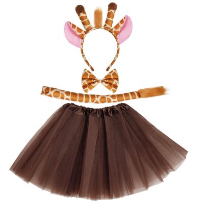 Marrywindix Khaki Giraffe Costume Tutu Set Animal Fancy Dress Costume Kit Halloween Party Dress Up Accessories