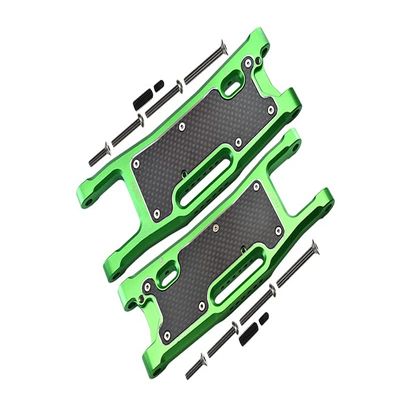 GPM Aluminium 6061-T6 Rear Lower Arms+Carbon Fibre Dust-Proof Protection Plate -28Pc Set for TRAXXAS 1/8 4Wd Sledge Monster Truck-95076-4 (Green)