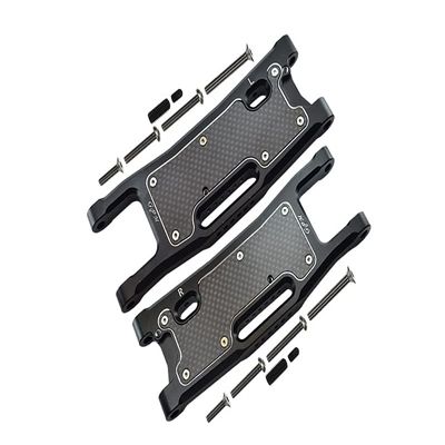 GPM Aluminium 6061-T6 Rear Lower Arms+Carbon Fibre Dust-Proof Protection Plate -28Pc Set for TRAXXAS 1/8 4Wd Sledge Monster Truck-95076-4 (Black)