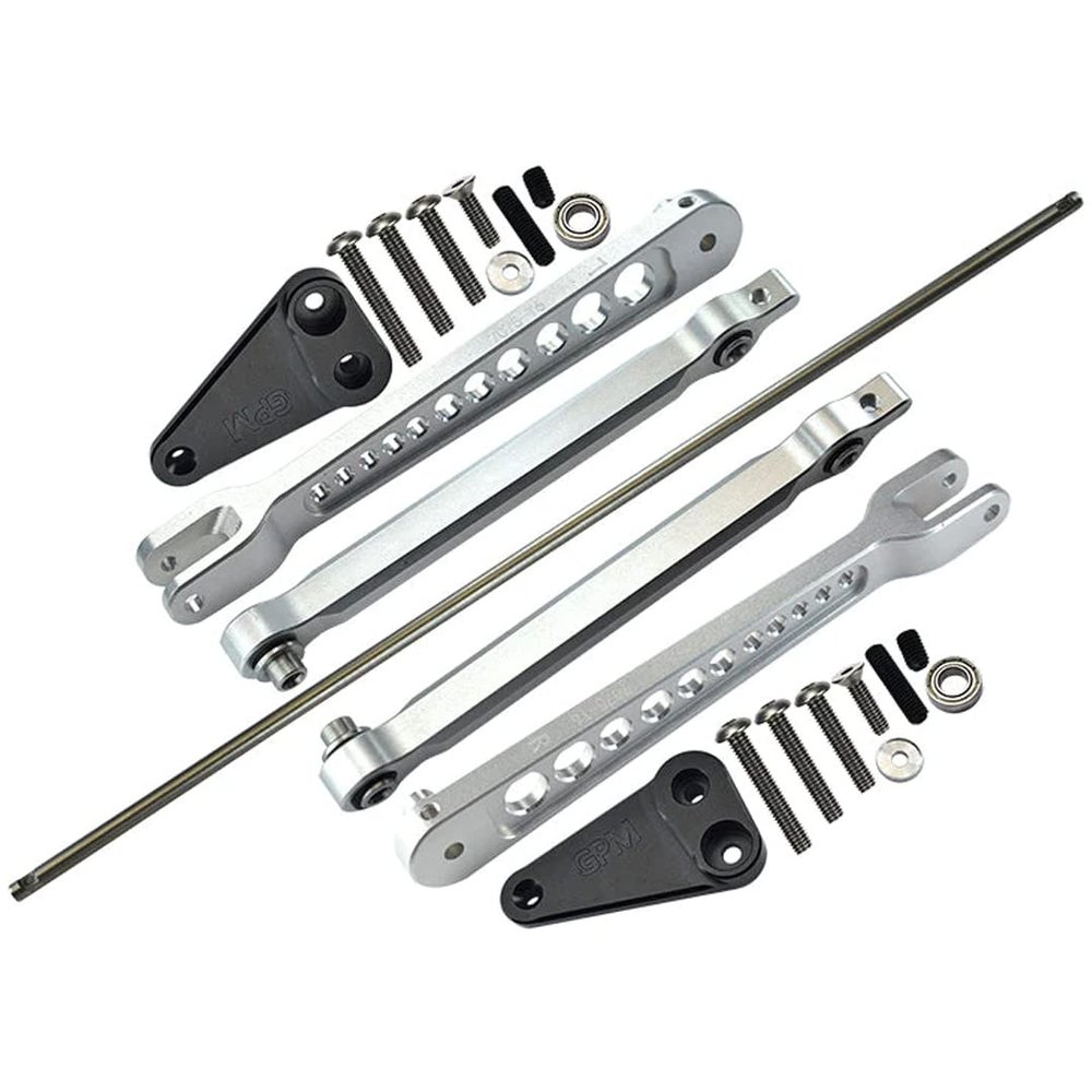 GPM 23Pc Set Upgrades Aluminum 7075-T6 Rear Anti Swing Rod & Stabilizer Bar for 1/10 4Wd Hammer Rey U4 Rock Racer (Los03030) Rc Cars (Silver)