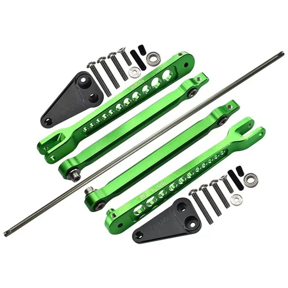 GPM Aluminum 7075-T6 Rear Anti Swing Rod & Stabilizer Bar-23Pc Set for Team LOSI 1/10 Hammer Rey U4 Rock Racer-Los03030 (Green)