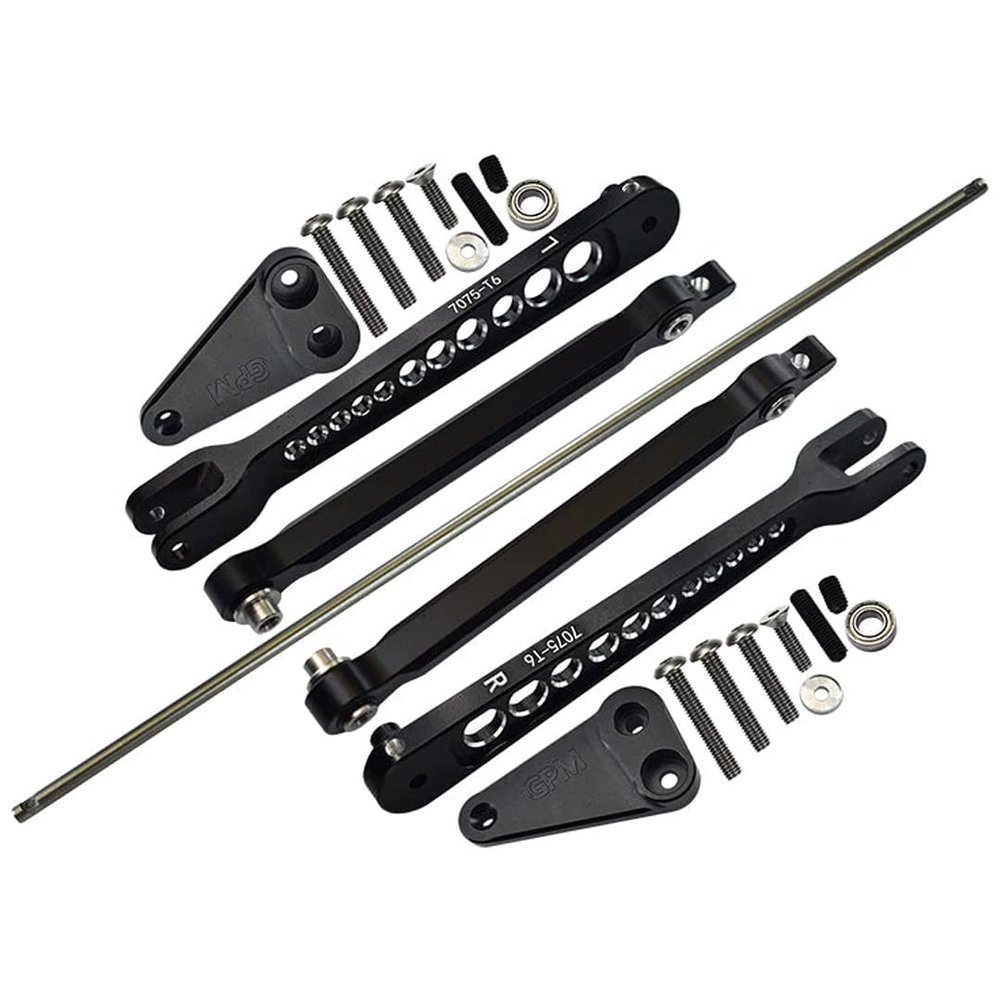GPM Aluminum 7075-T6 Rear Anti Swing Rod & Stabilizer Bar-23Pc Set for Team LOSI 1/10 Hammer Rey U4 Rock Racer-Los03030 (Black)