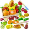 Beberolen Wooden Play Food Sets for Kids Kitchen Toddlers Wood Toys Cutting Fruit Pretend Food Play Kitchen Accessories Set for Boys and Girls view 1